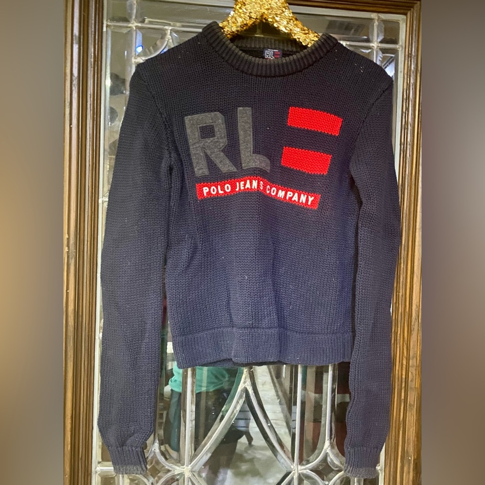 Ralph Lauren Polo Jeans Company Navy Logo Knit Sweater – Size Small